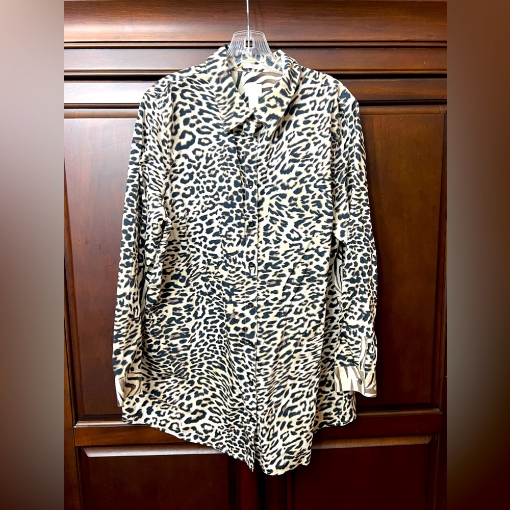 Chico's Leopard & Zebra Print Button Down Shirt C… - image 1
